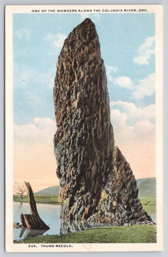 Thumb Needle Rock Formation Columbia River Oregon Postcard c1910