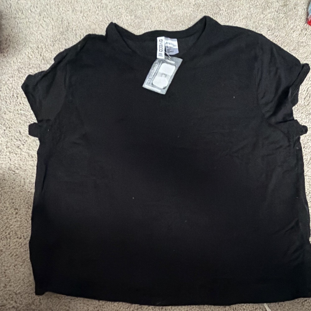 H&M Women's Black Solid Crew Neck Short Sleeve Pullover T-Shirt L