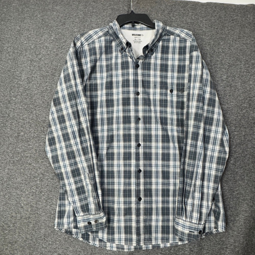 Wolverine APCWick XL Plaid Button Down Long Sleeve Shirt Mens Workwear Casual