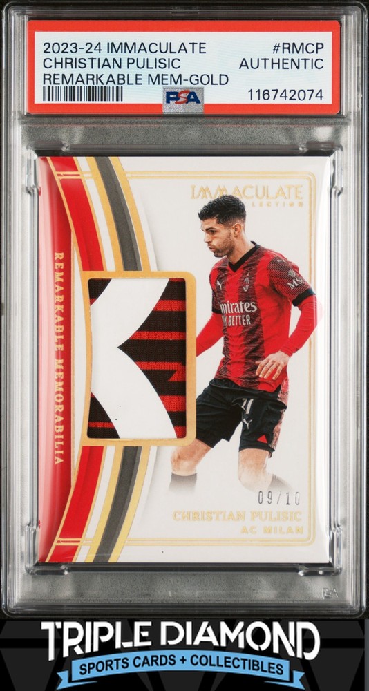 2023-24 Immaculate Christian Pulisic Remarkable Patch Gold #09/10 PSA Auth LS539