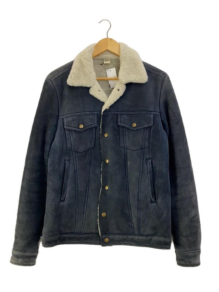 Ron Herman Navy Leather Blouson Jacket Outerwear Size M 322040092-1