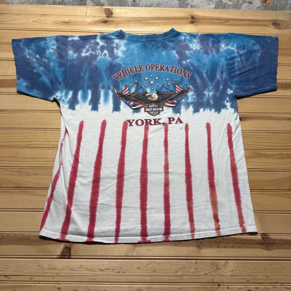 Vintage 2002 Harley-Davidson Vehicle Operations York PA Tie Dye T-Shirt - Large