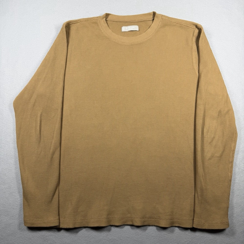 Everlane Waffle Long Sleeve Crew Shirt Large Organic Cotton Pullover Casual