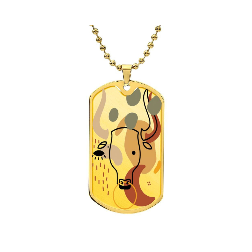 Abstract Bull Pastel Dog Tag Pendant with Necklace-image