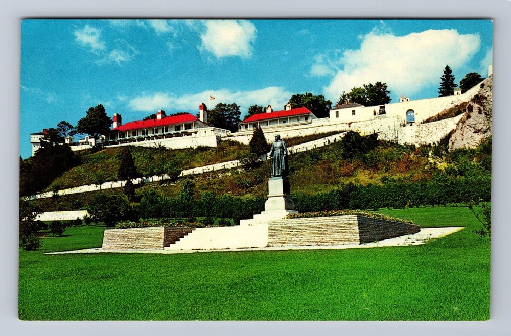 Mackinac Island MI-Michigan Fort Mackinac From Marquette Park Vintage Postcard