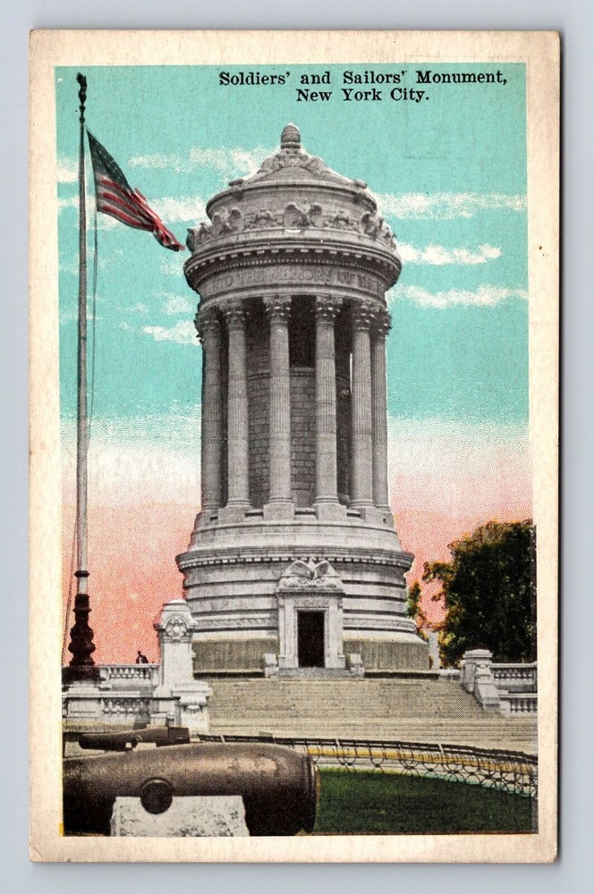 New York City NY, Soldiers & Sailors Monument, Antique Vintage Souvenir Postcard