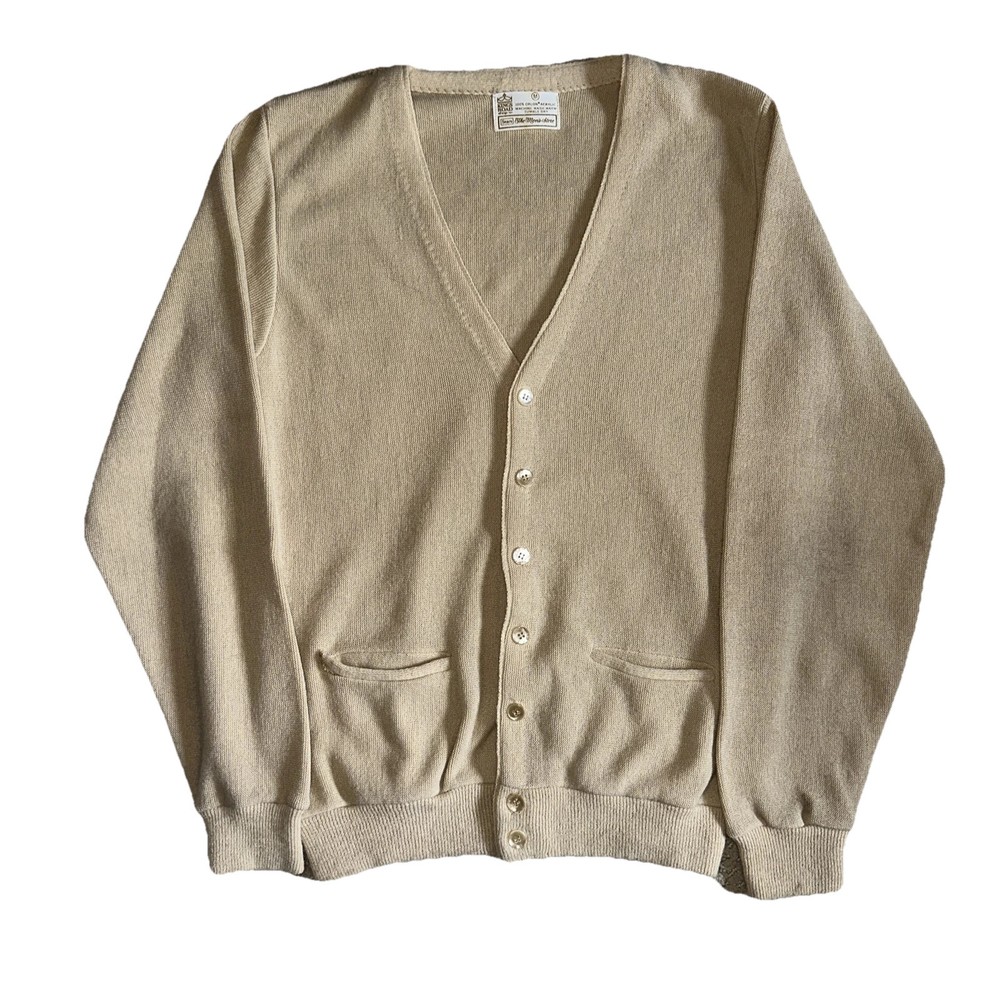 True Vintage 70’s Cardigan Men’s Sweater Tan Button Up Kings Road