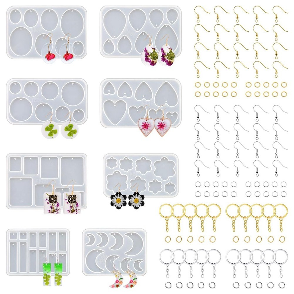 128-Piece UV Resin Jewelry Mold Set with Holes for Earrings - Basic6981
