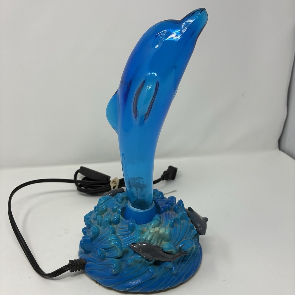 Vintage Lumisource Glass Dolphin Plasma Lamp Electric Light 11.5” Tall