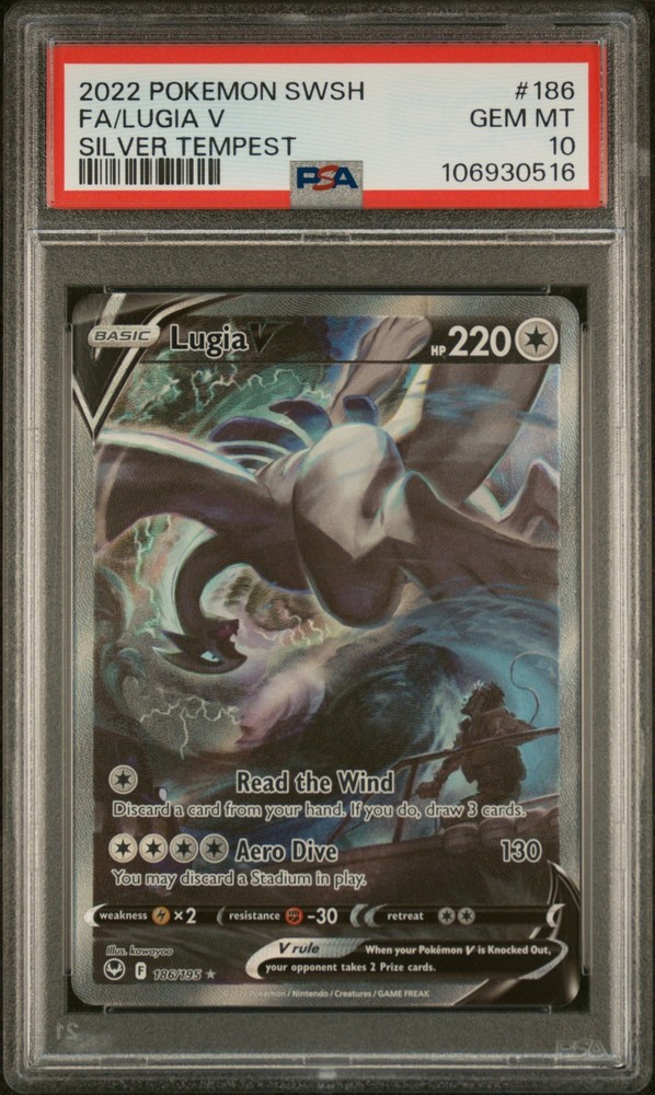 2022 Pokemon Sword & Shield Silver Tempest #186 Full Art/Lugia V Psa 10