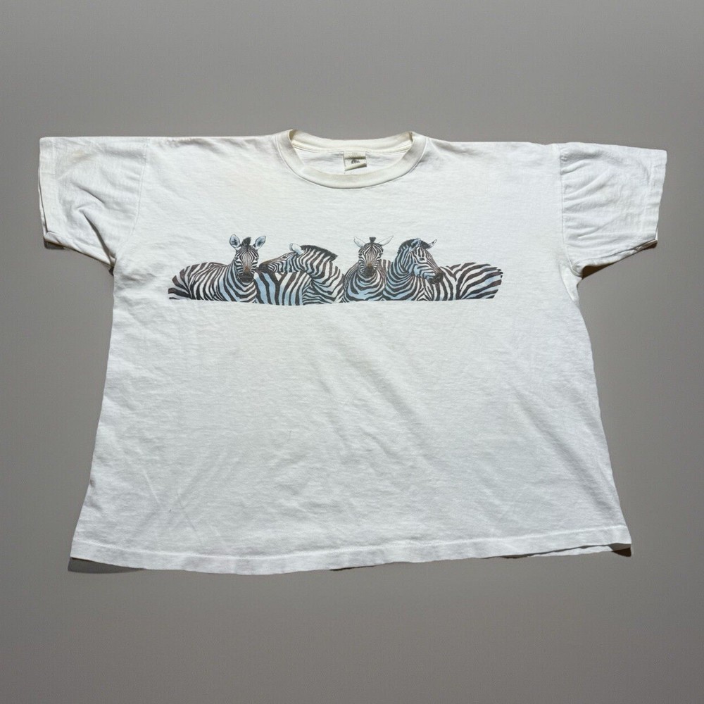 Vintage 80s 1988 Zebra Wrap Around The Nature Company Shirt Size Large - Worn