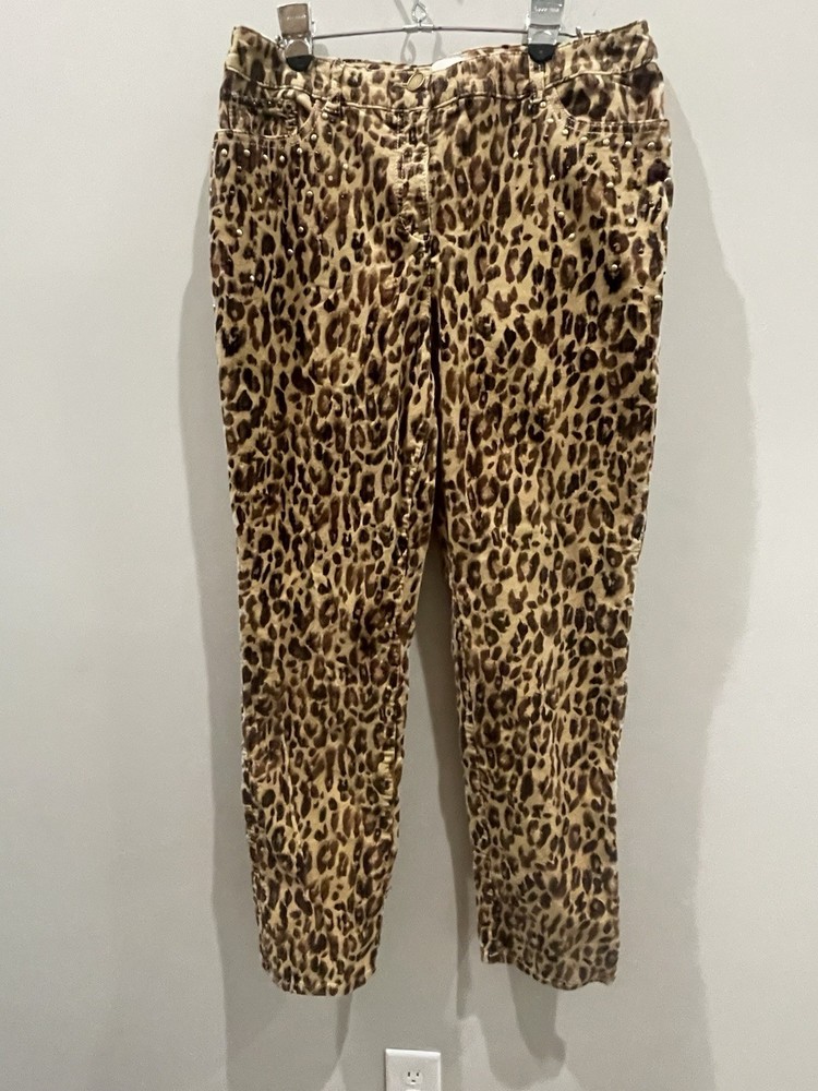 Chico's Leopard Print Slimming Pants Size 1 Soft Stretch