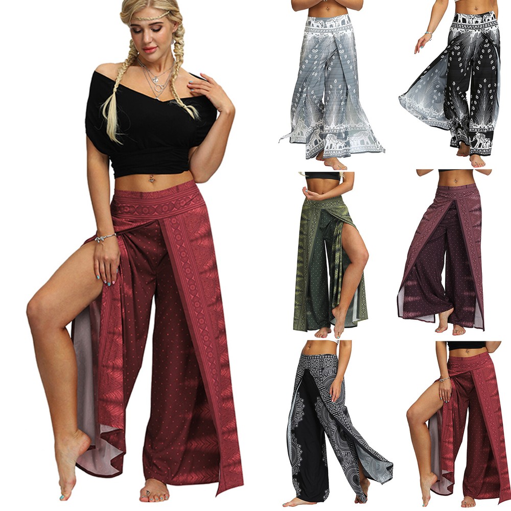 Boho Gypsy Lady Yoga Harem Pants Wide Leg Palazzo Comfy Trousers