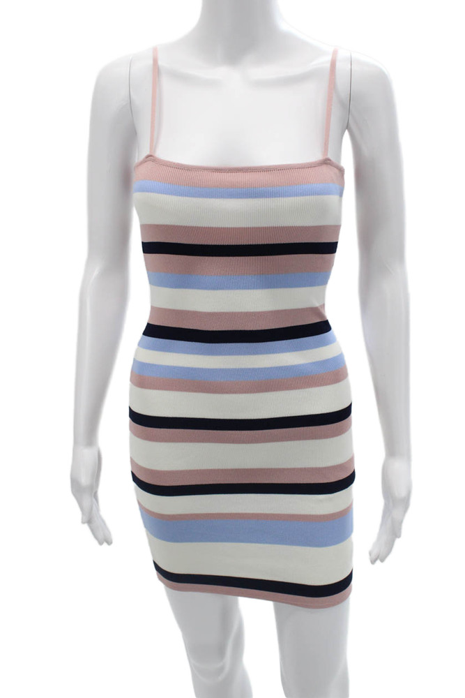 Seek The Label Womens Striped Bodycon Tank Mini Dress Black Square Neck Size SFree Shipping in US $100+ Orders | $6.95 Orders Below