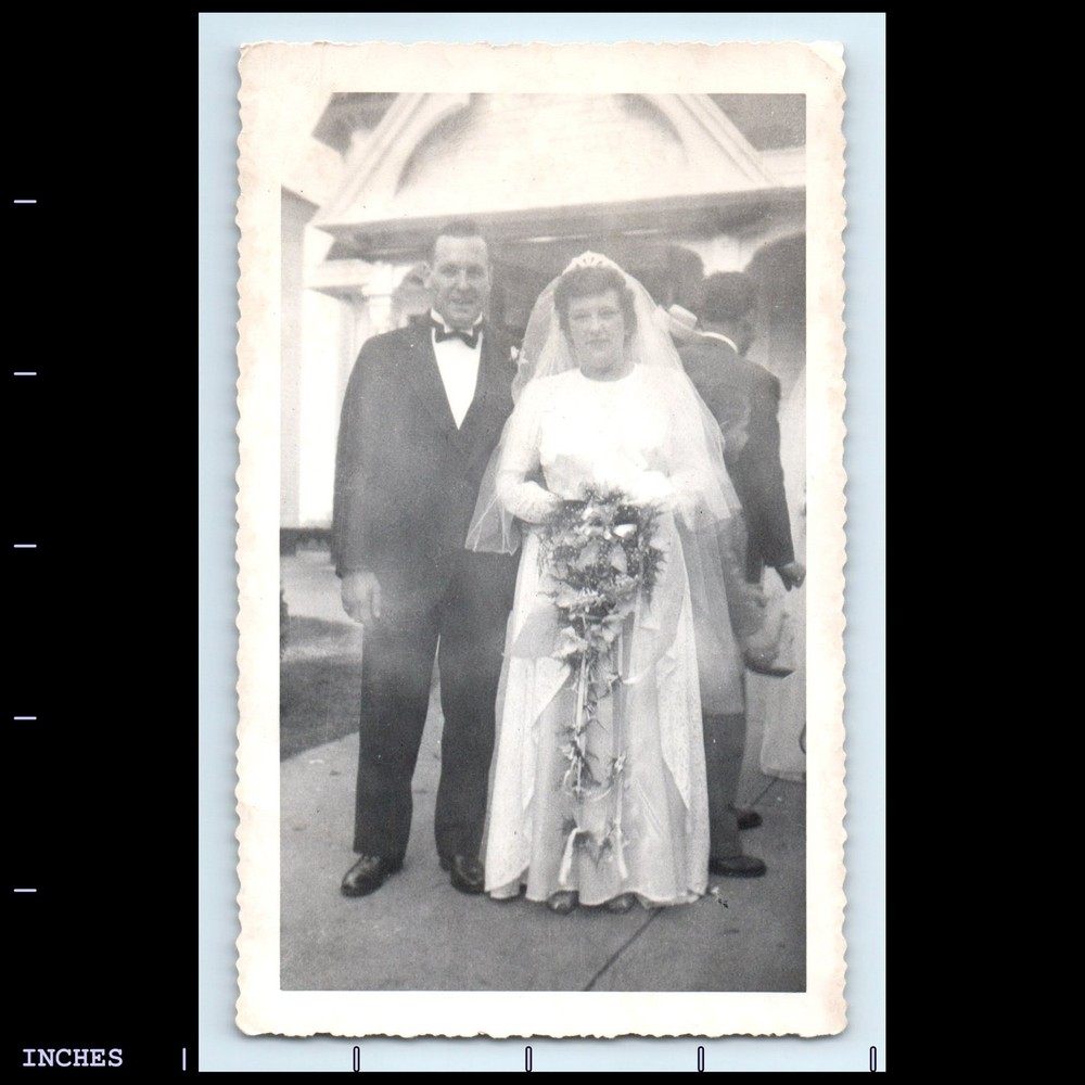 Old Vintage Photo MAN WOMAN BRIDE GROOM WEDDING DRESS