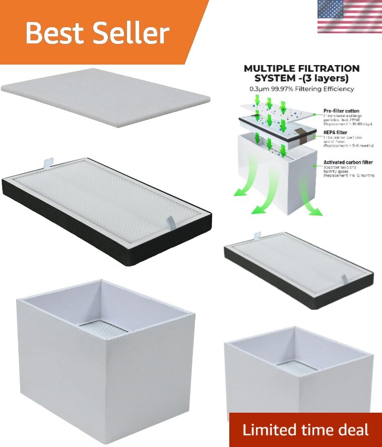 Filter Replacement 5 PCS Prer-Filter and 1 Middle HEPA Filter, 1 PCS Carbon F...