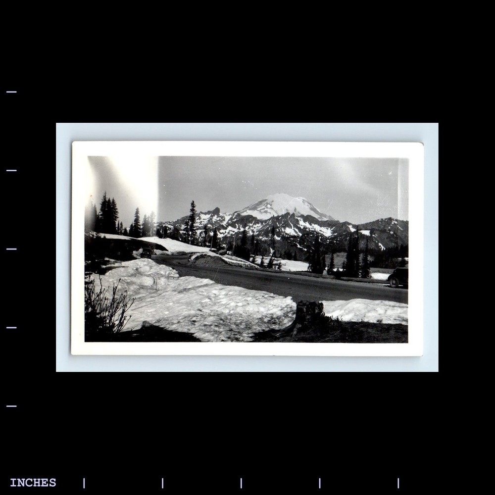 Old Vintage Photo MOUNTAIN LANDSCAPE SNOW WINTER SCENE GHOST LIGHT