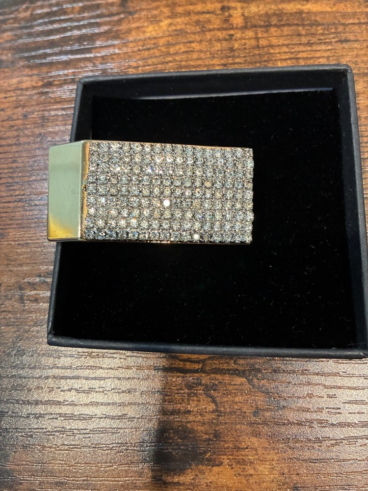 Rare Vintage Castlecliff Sighned Mod, Modern Gold Tone & Rhinestone Brooch