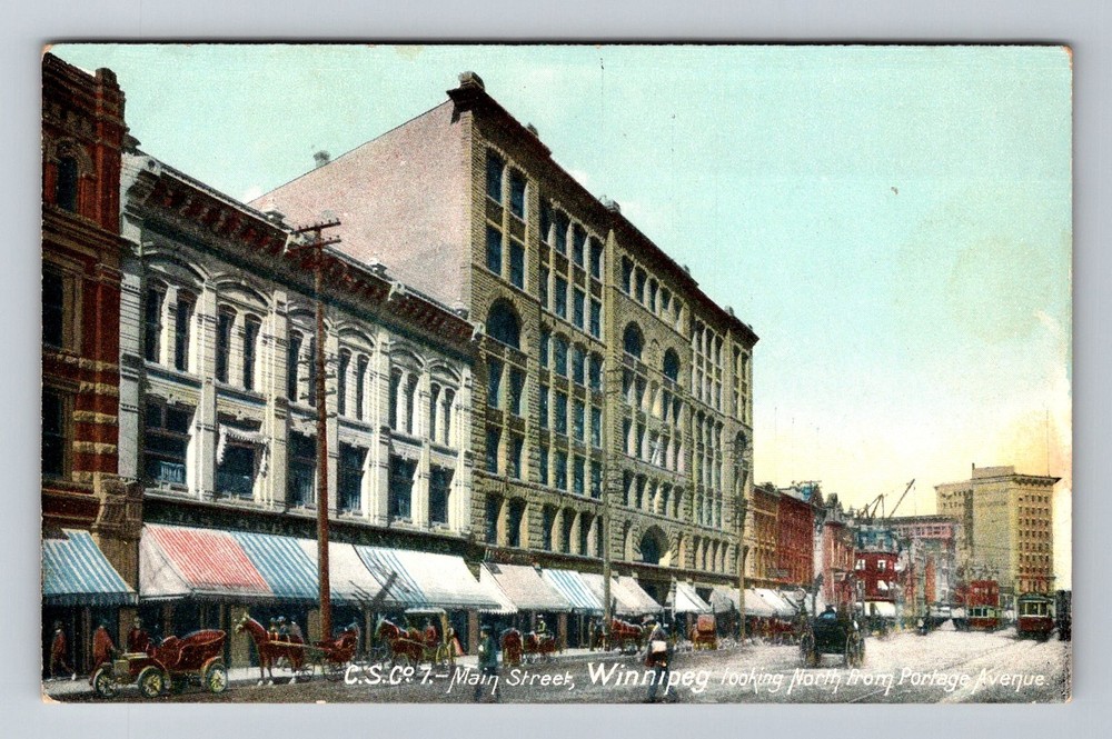 Canada- Manitoba Winnipeg Main Street North From Portage Ave PC Vintage Postcard