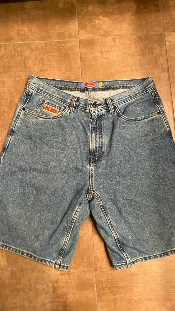 Empyre Y2K Baggy Denim Shorts 34 Embroidered Jean Shorts Skater Retro