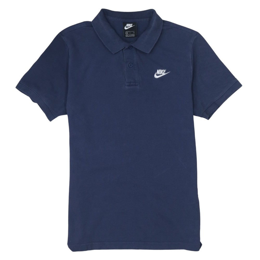 Nike Mens Polo Shirt Navy Blue Cotton Embroidered Swoosh Logo Short Sleeve S