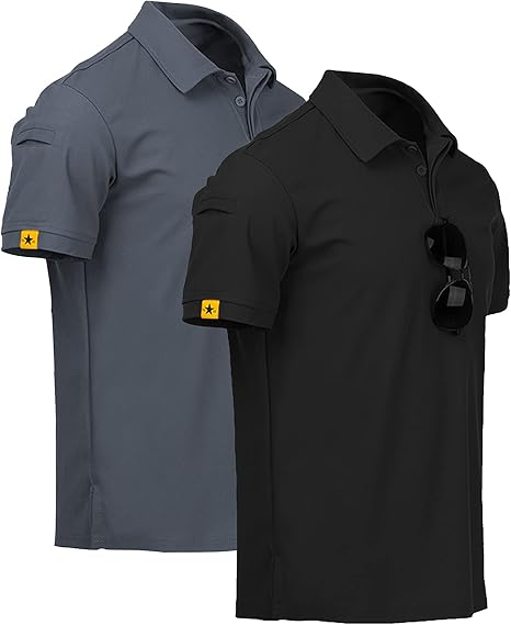 Men's Tactical Polo T-Shirt Quick Dry Combat Short Sleeve Team Work Casual Shirt