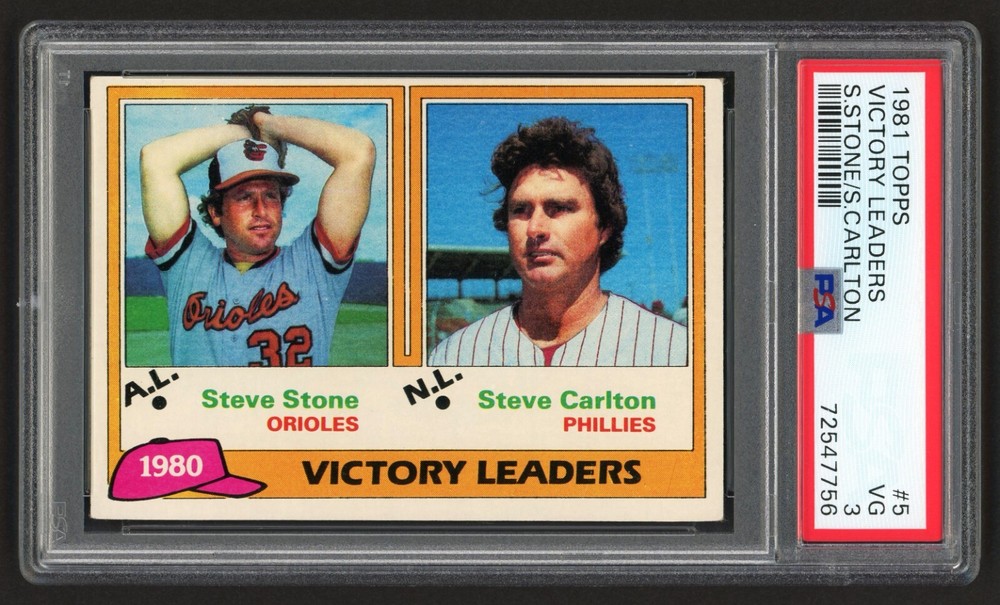 1981 Topps Steve Carlton Victory Leaders #5 HOF PSA 3 Vintage Baseball Card