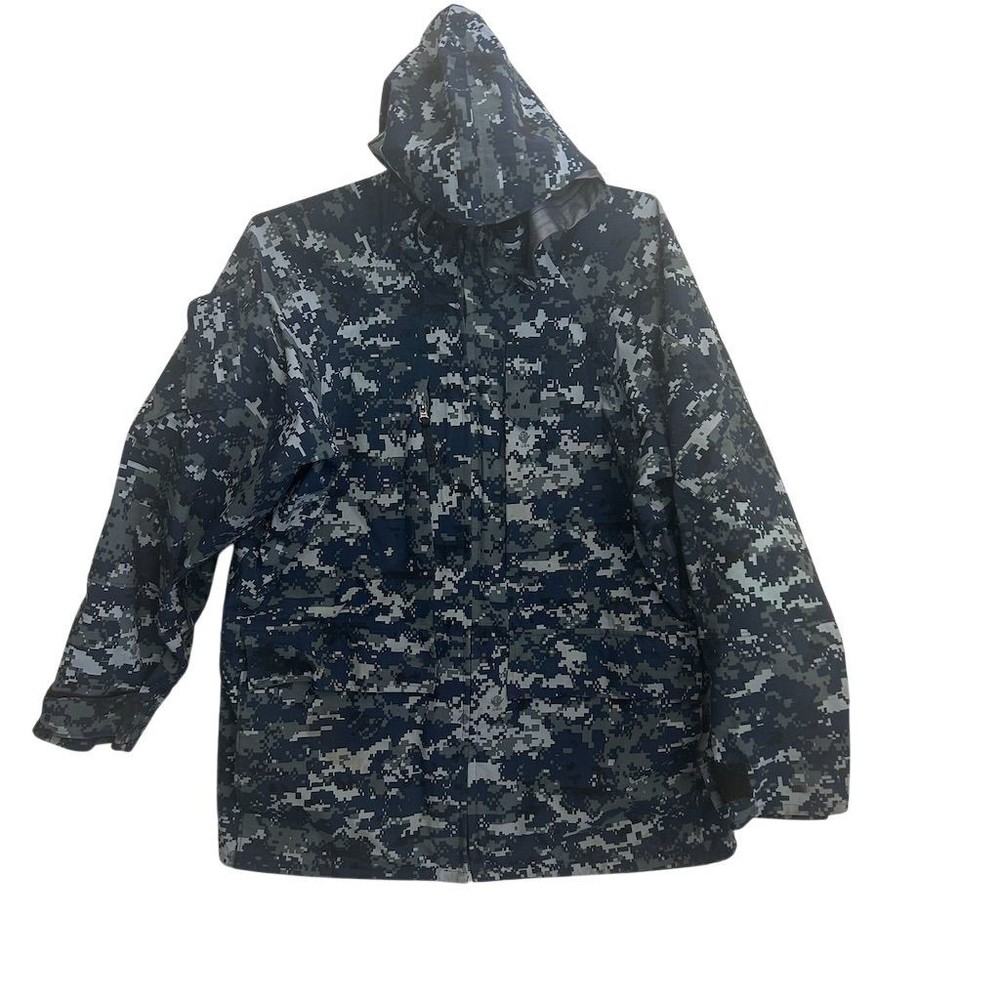 US Navy Men's Blue Gore-Tex Camo Hooded Military Parka Jacket Size M