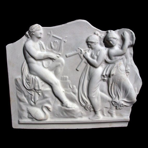 Orpheus and Muses Greek mythology white sculpture plaque