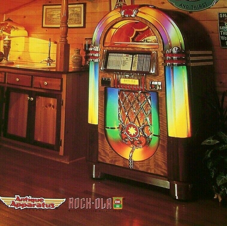 Rock Ola Jukebox FLYER Original 1997 NOS Phonograph Betty Boop Peacock Bubbler