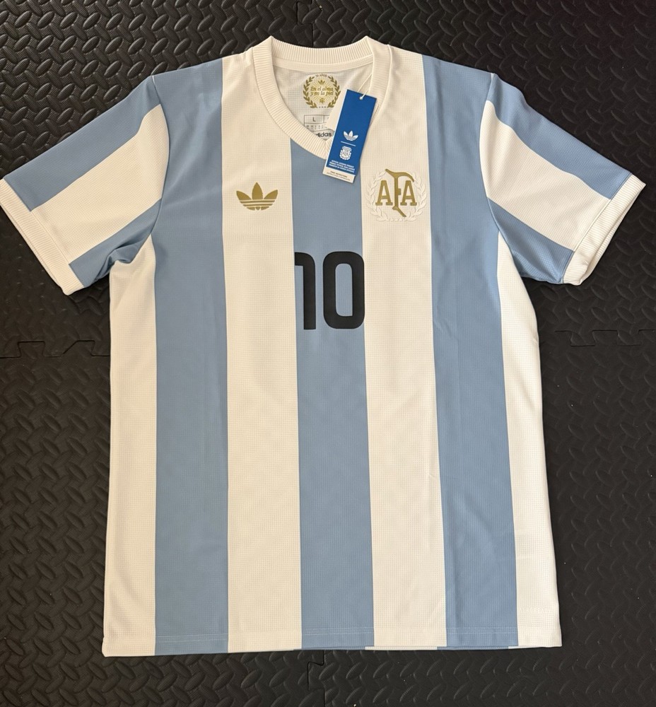 Maradona Argentina Aniversario 50 Years Soccer Jersey Size L #10 Adidas Vintage