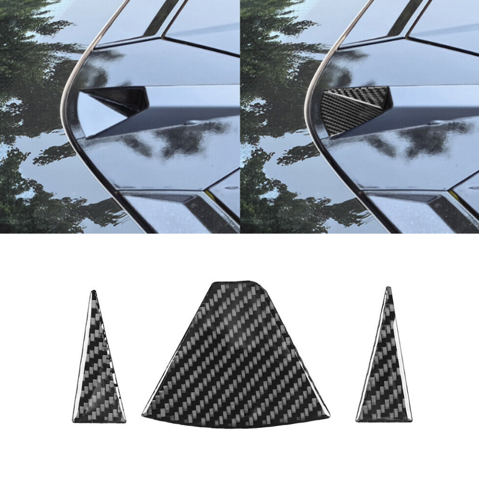 3x Real Carbon Fiber Rear Camera Triangle Trim for Corvette C8 2020-2024  