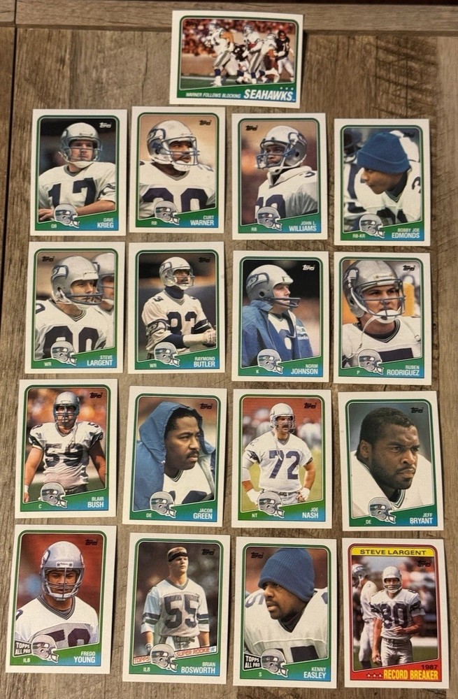 1988 Topps Seattle Seahawks 17-Card Team Set Football-Bosworth RC-Steve Largent