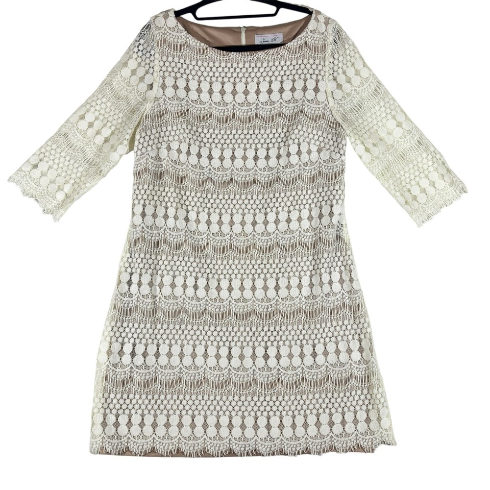 Jessica Howard Women's Lace Scalloped Sheath Illusion Style Dress, Size 12