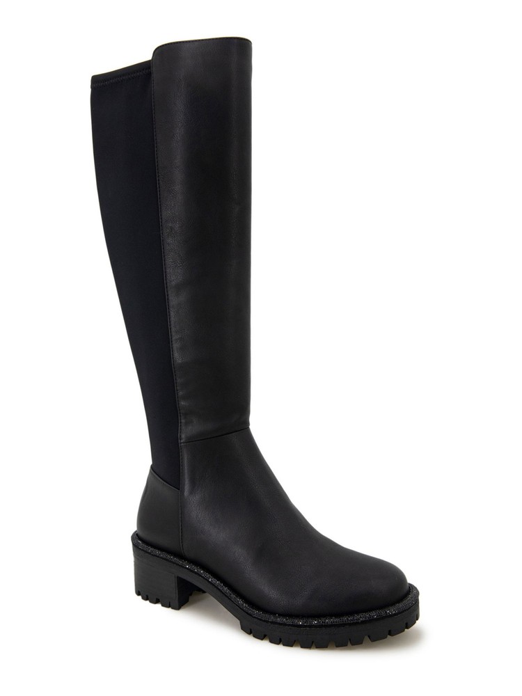 REACTION KENNETH COLE Womens Black Jeweled Welt Tate Jewel Riding Boot 6