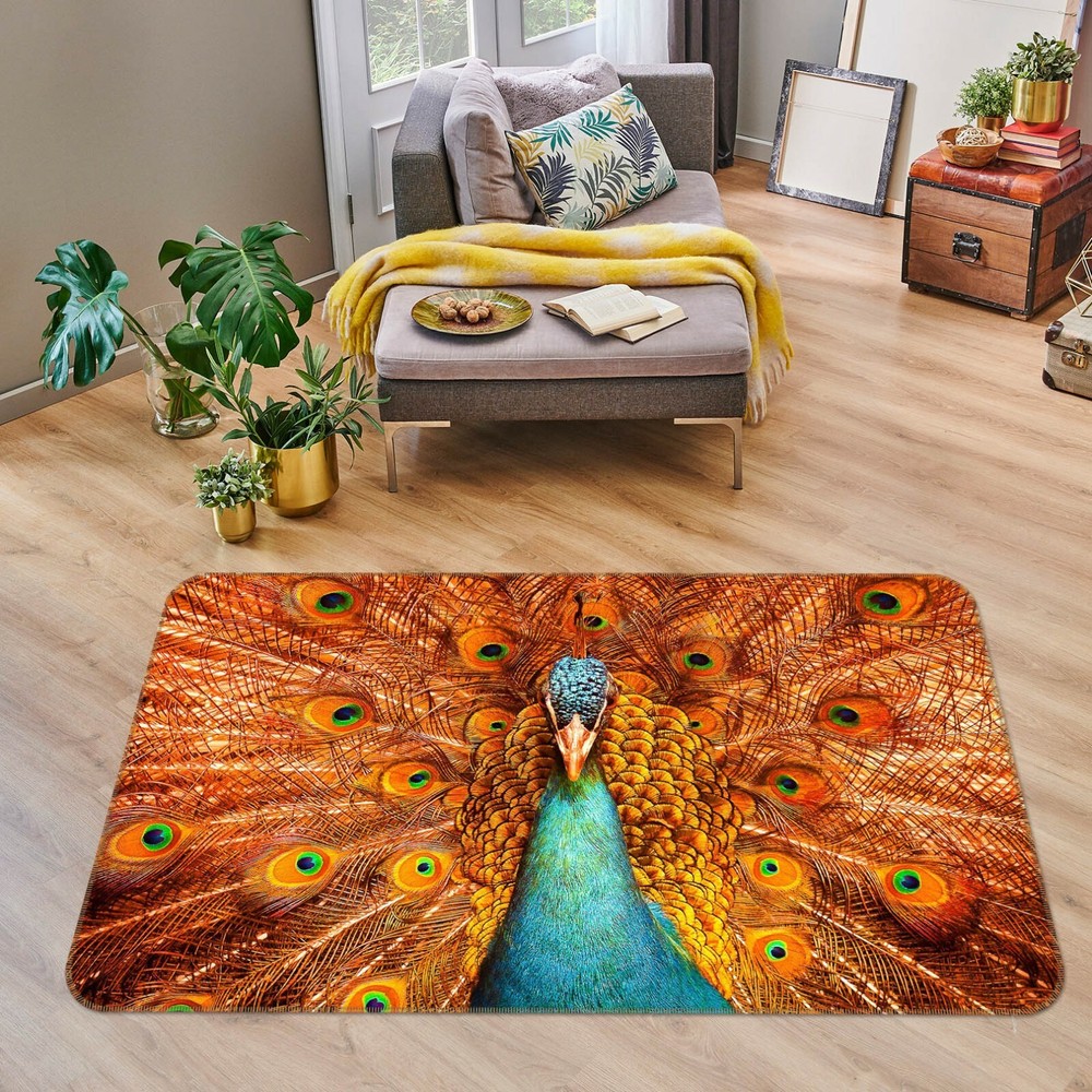 3D Peacock Feather O815 Animal Non Slip Rug Mat Elegant Photo Carpet Fay