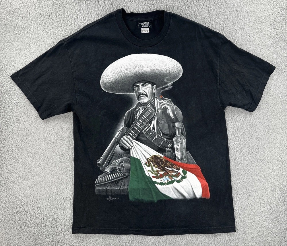 DGA Men’s Size XL Black Short Sleeve T Shirt Graphic Print Vicente Fernandez EUC