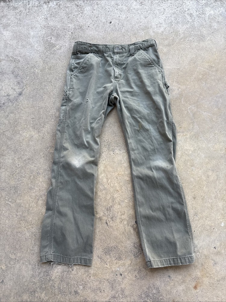 Carhartt B324 ARG Relaxed Fit Moss Green Distressed Carpenter Pants 33x32