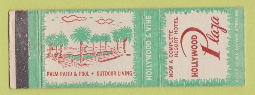 Matchbook Cover - Hollywood Plaza Hotel CA
