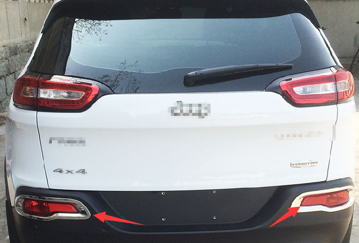 2014-2018 Jeep Cherokee Chrome Glossy Rear Bumper Fog Light Cover Guard