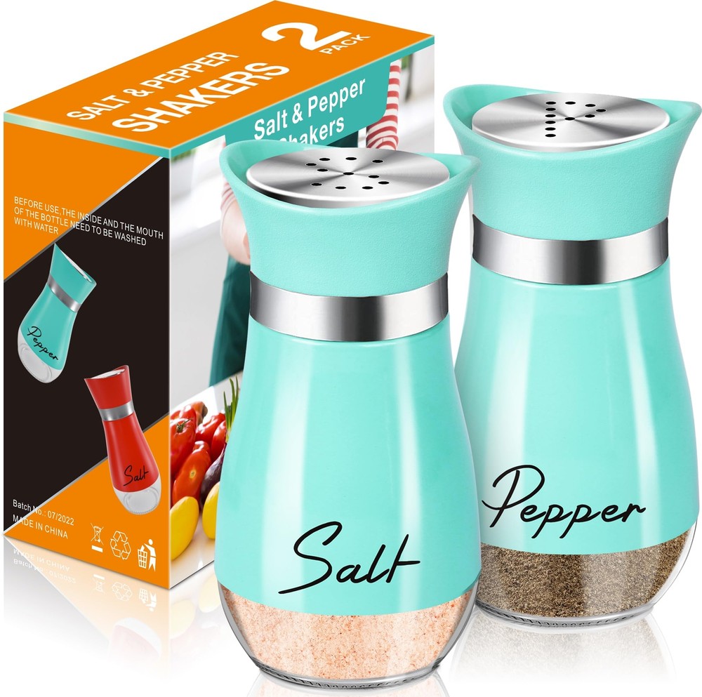 4 oz Glass Salt and Pepper Shakers Set with Stainless Steel Top