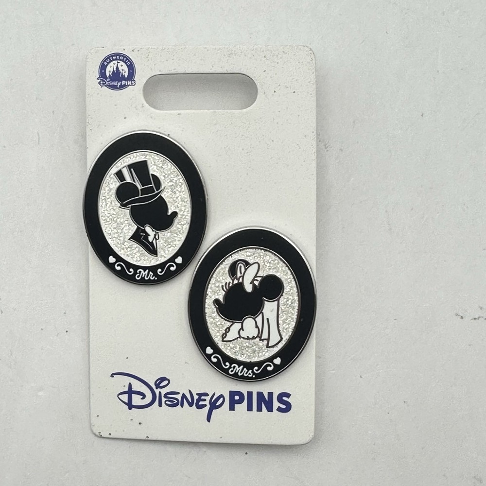 Disney Pins Mickey & Minnie Mouse Mr & Mrs Shadow Silhouette 2pc Pin Set