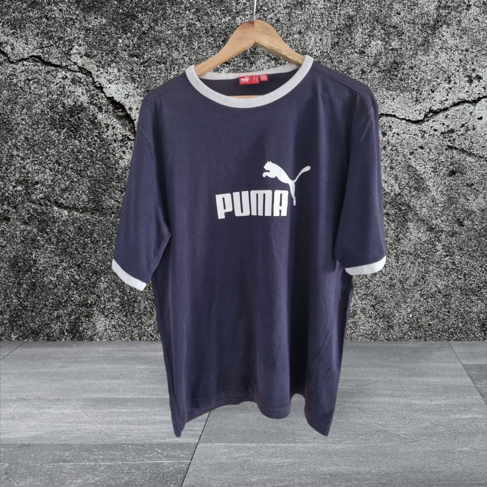 Puma Men Big Logo Navy Cotton Short Sleeve T-Shirt XL