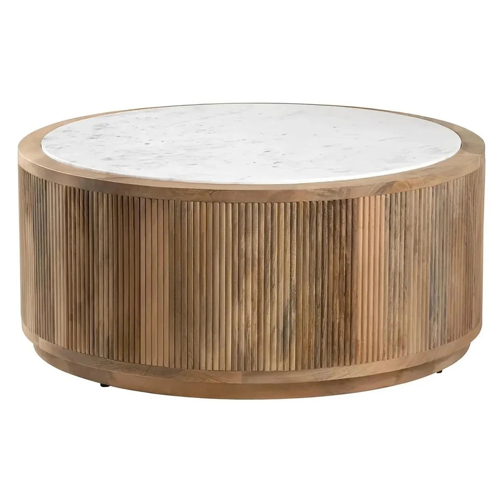 Cranbrook Fluted Marble Round Cocktail or Coffee Table