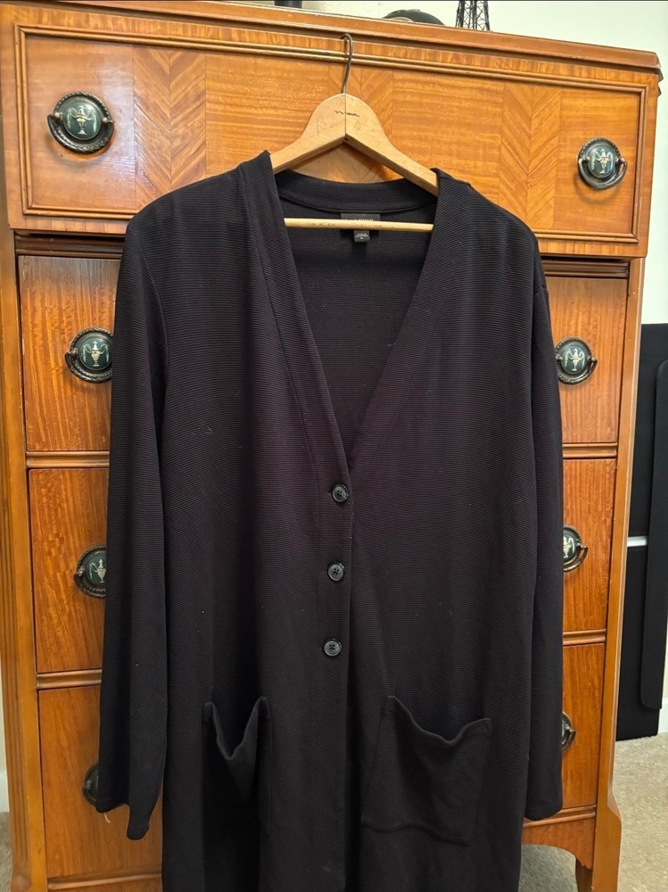 J. Jill Black Sweater Button Up Cozy Cardigan Size XL Long Sleeve