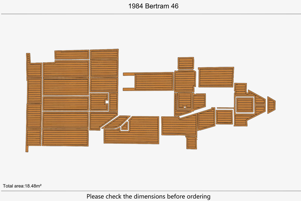 1984 Bertram 46 Cockpit Marine Boat EVA Pad Foam Teak Deck Faux Flooring Mat