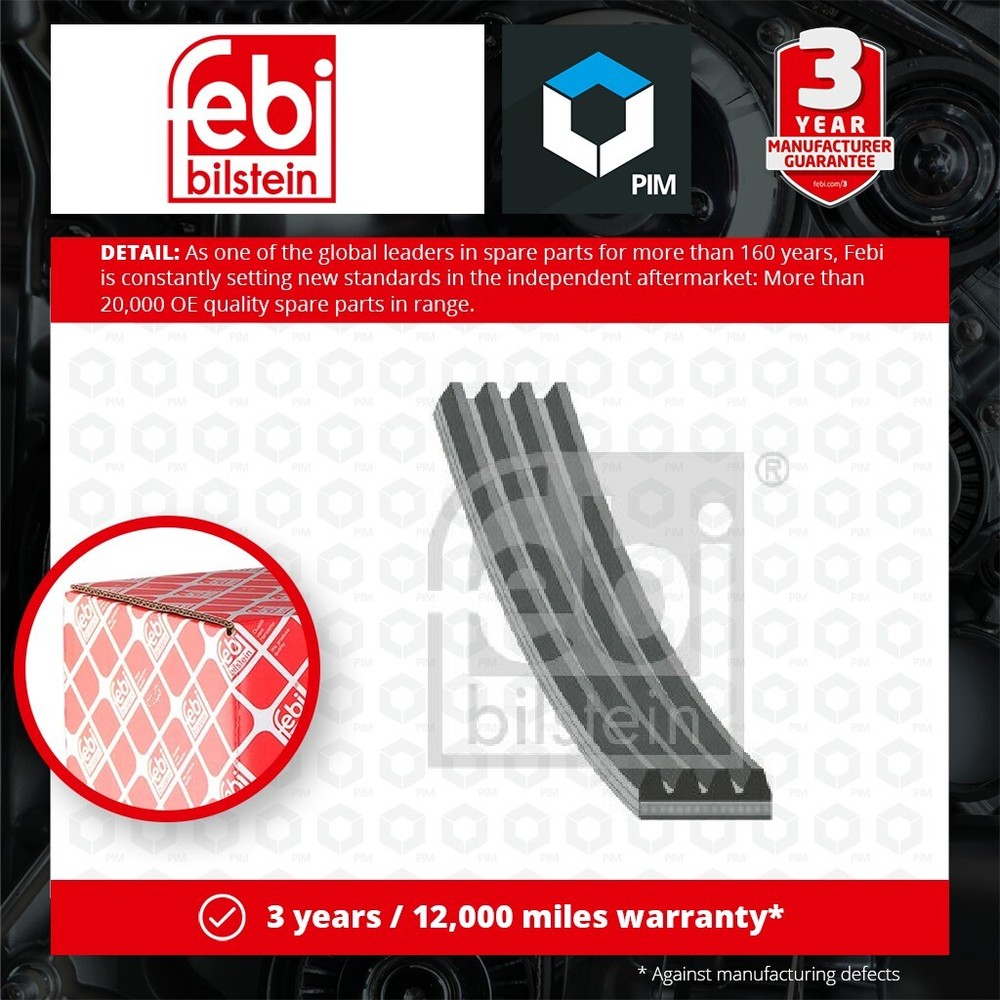 4 Rib Multi V Drive Belt fits FORD MONDEO Mk3 TDCi 2.2D 04 to 07 1353946 Febi