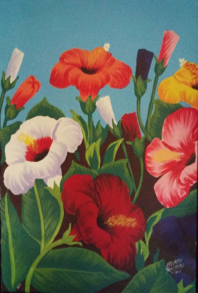 Fresh Flower Bouquet. Original Acrylic Art Painting. Home Wall Decore