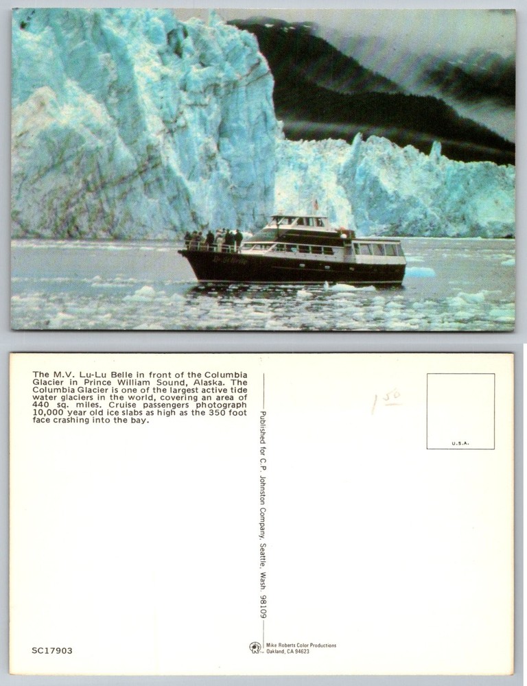 M.V. Lu-Lu Belle Columbia Glacier Prince William Sound Alaska Postcard