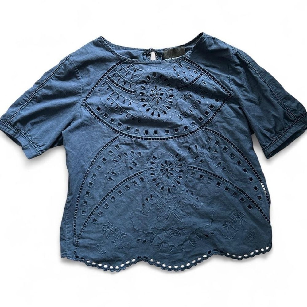 Cynthia Rowley Blue Eyelet Women's Top